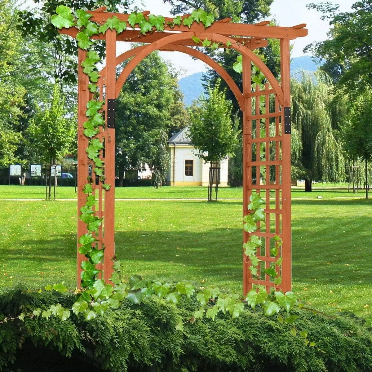 Premium Outdoor Wooden Cedar Arbor Arch Pergola Trellis Wood Garden Yard Lattice