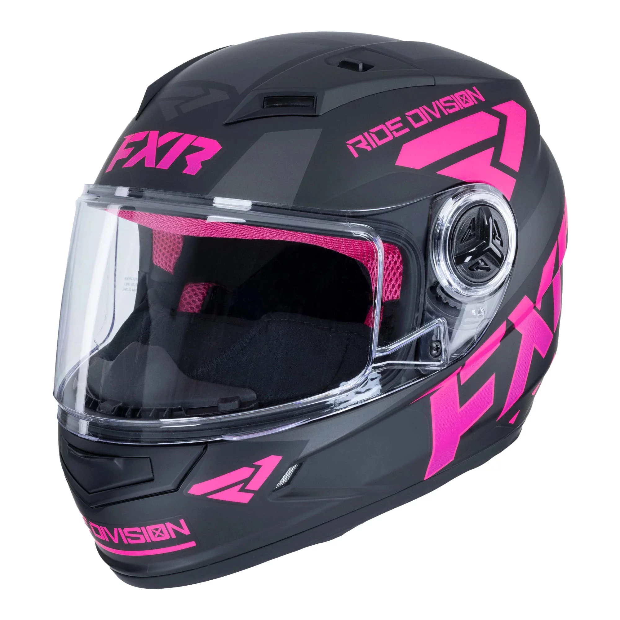 FXR Youth Nitro Core Helmet w/Dual Lens Shield Black / E.Pink Medium (2024)