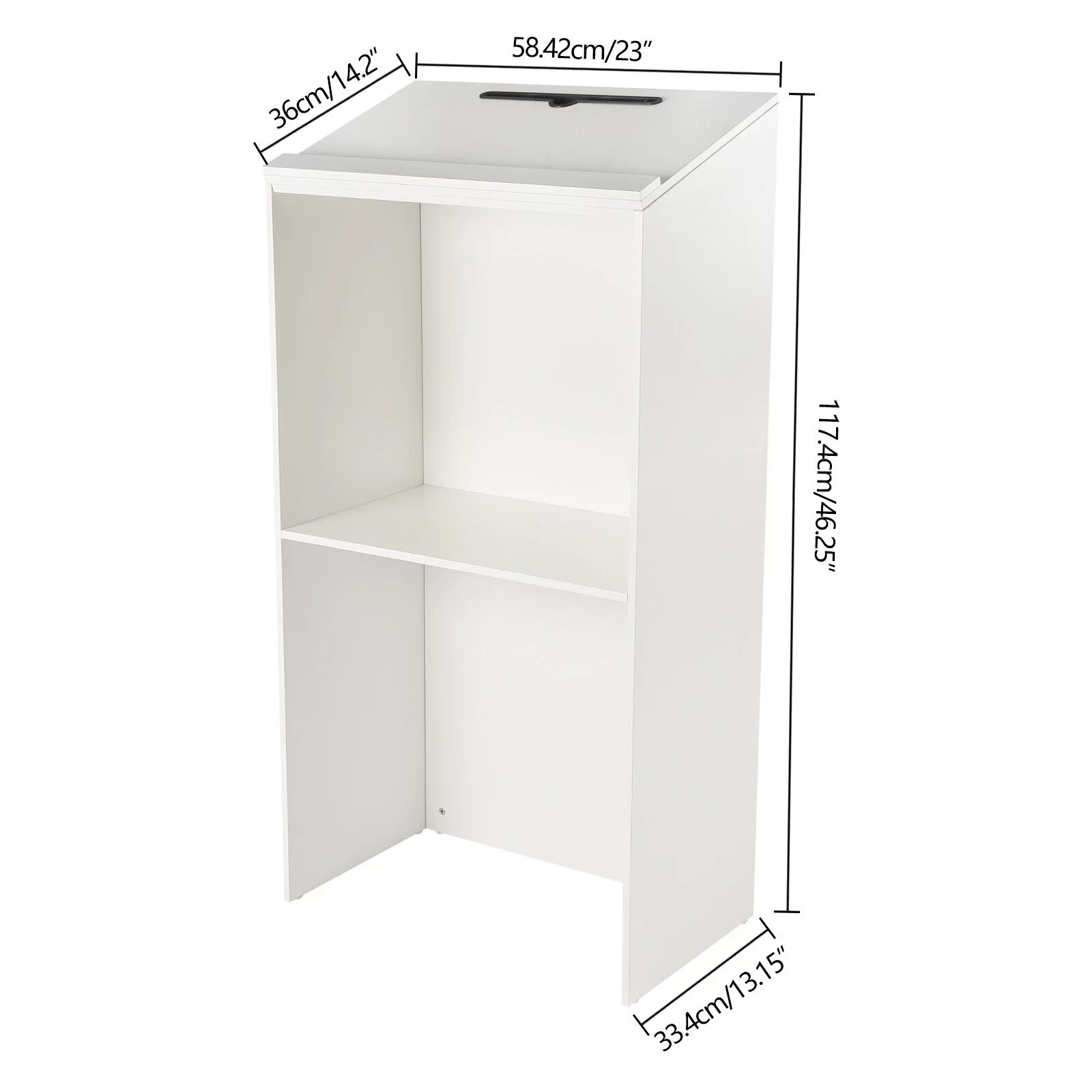 SHZICMY Wood Podium Curve Pulpit Church Podium Lectern Desk Presentation Stand with Shelf White
