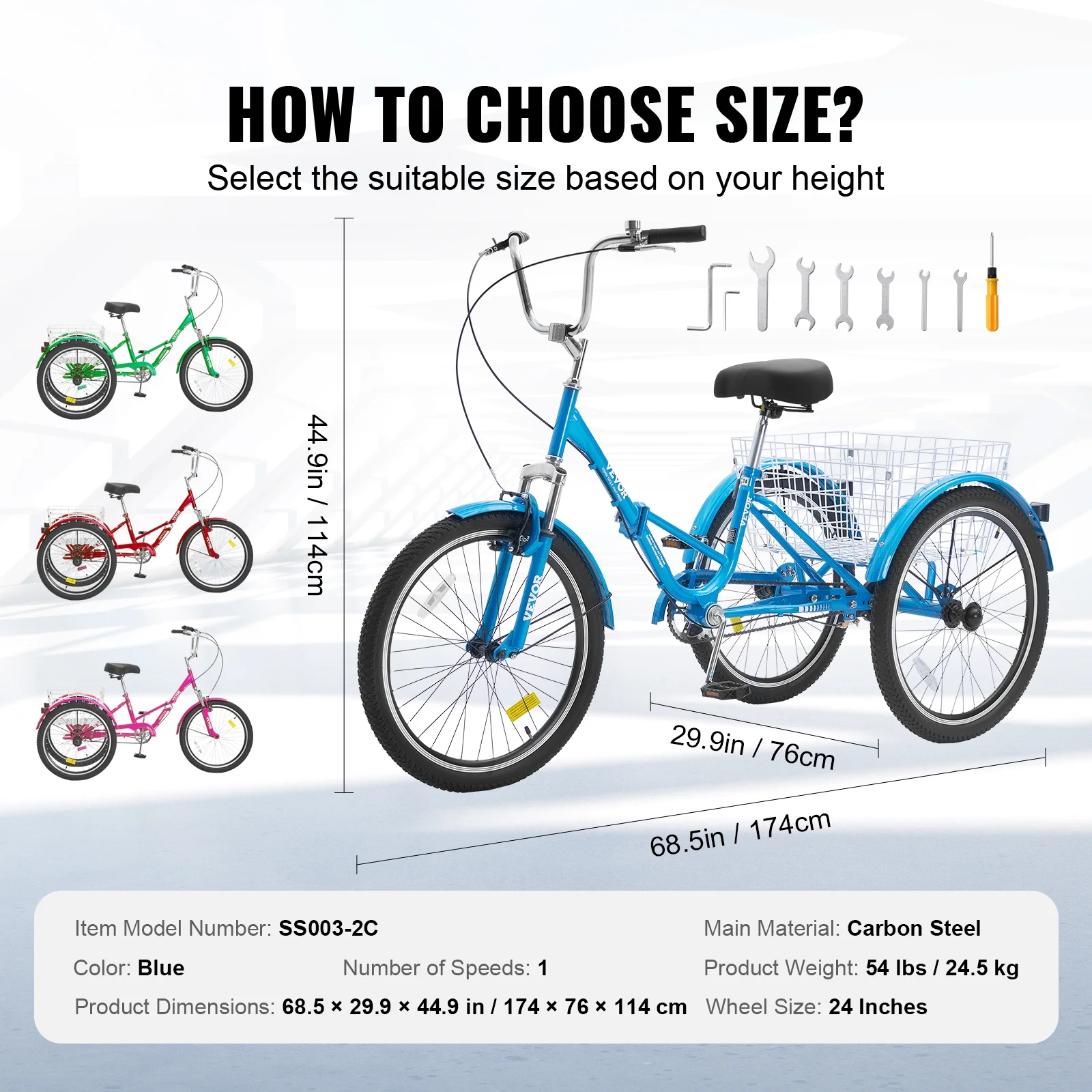 SKYSHALO Folding Adult Tricycle 24