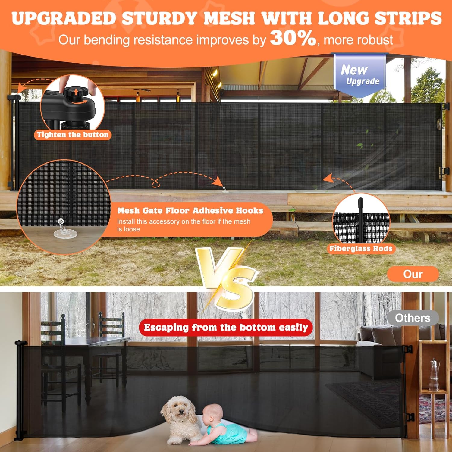 120 Inches Extra Wide Retractable Baby Gates, 35