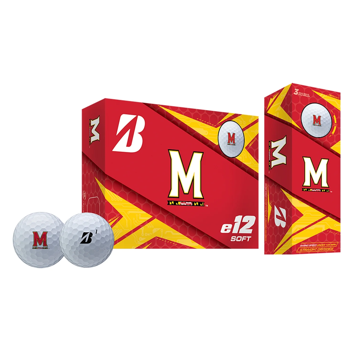 Bridgestone Golf 9CWYNCAWS NCAA Maryland Terrapins e12 Soft Golf Balls, 6 Pack