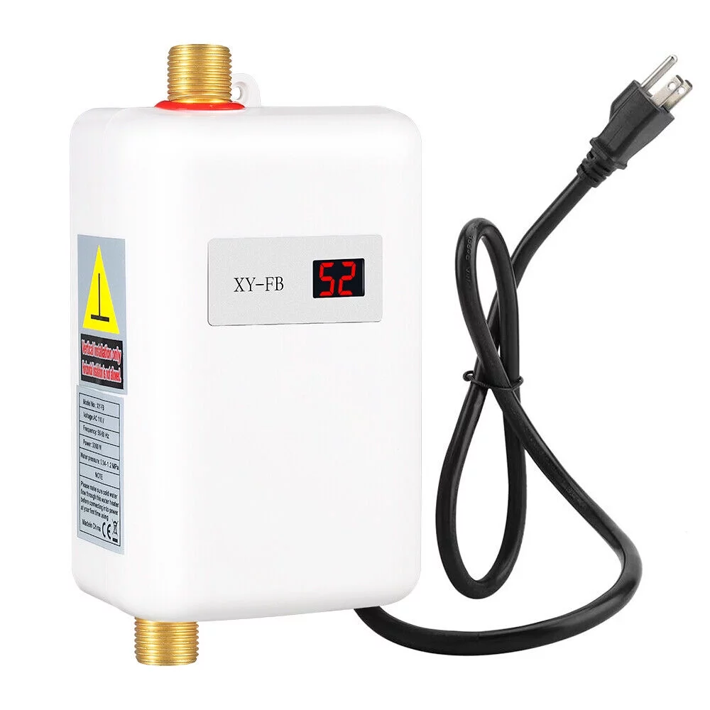Tankless Instant Hot Water Heater,110V 3000W Mini Electric Tankless Instant Hot Water Heater For Kitchen Washing-LCD display