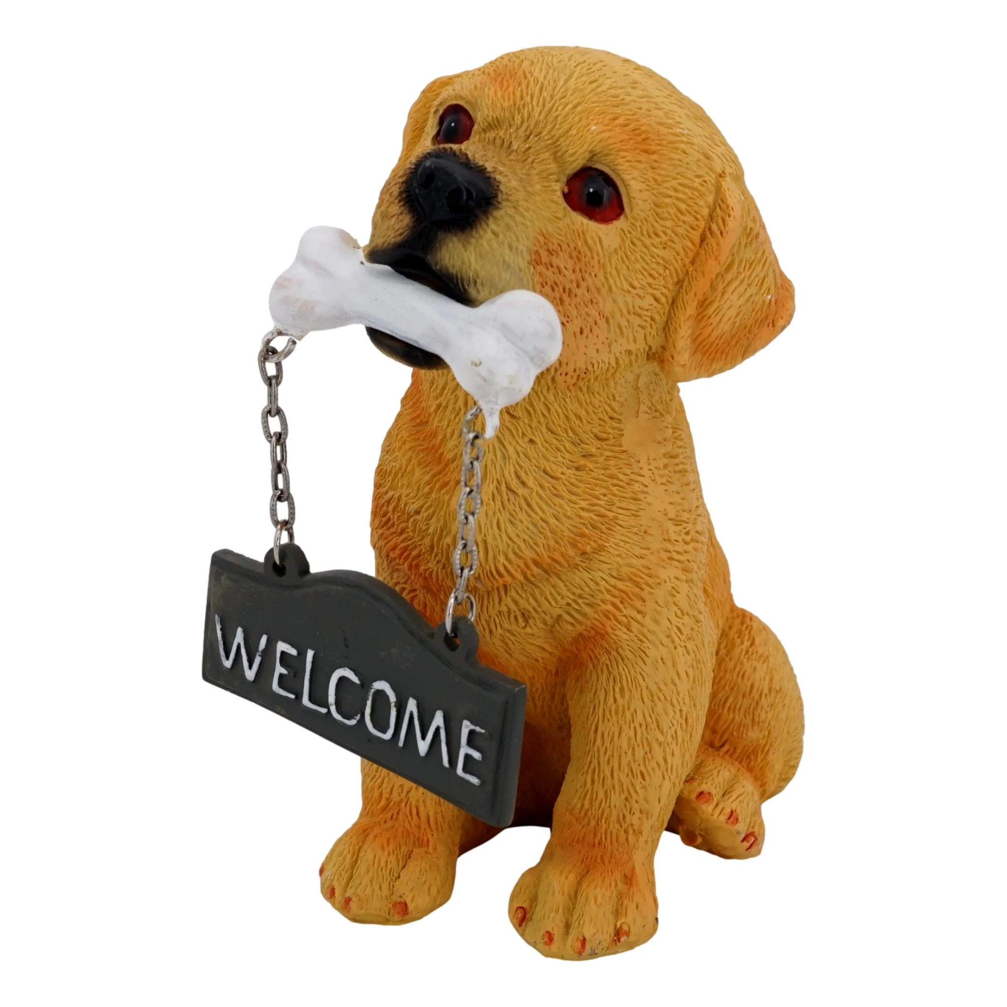 Labrador Retriever Welcome Statue 6 in Resin Guard Dog Sign Greeter Figurine Miniature Puppy Art Indoor Outdoor Decor