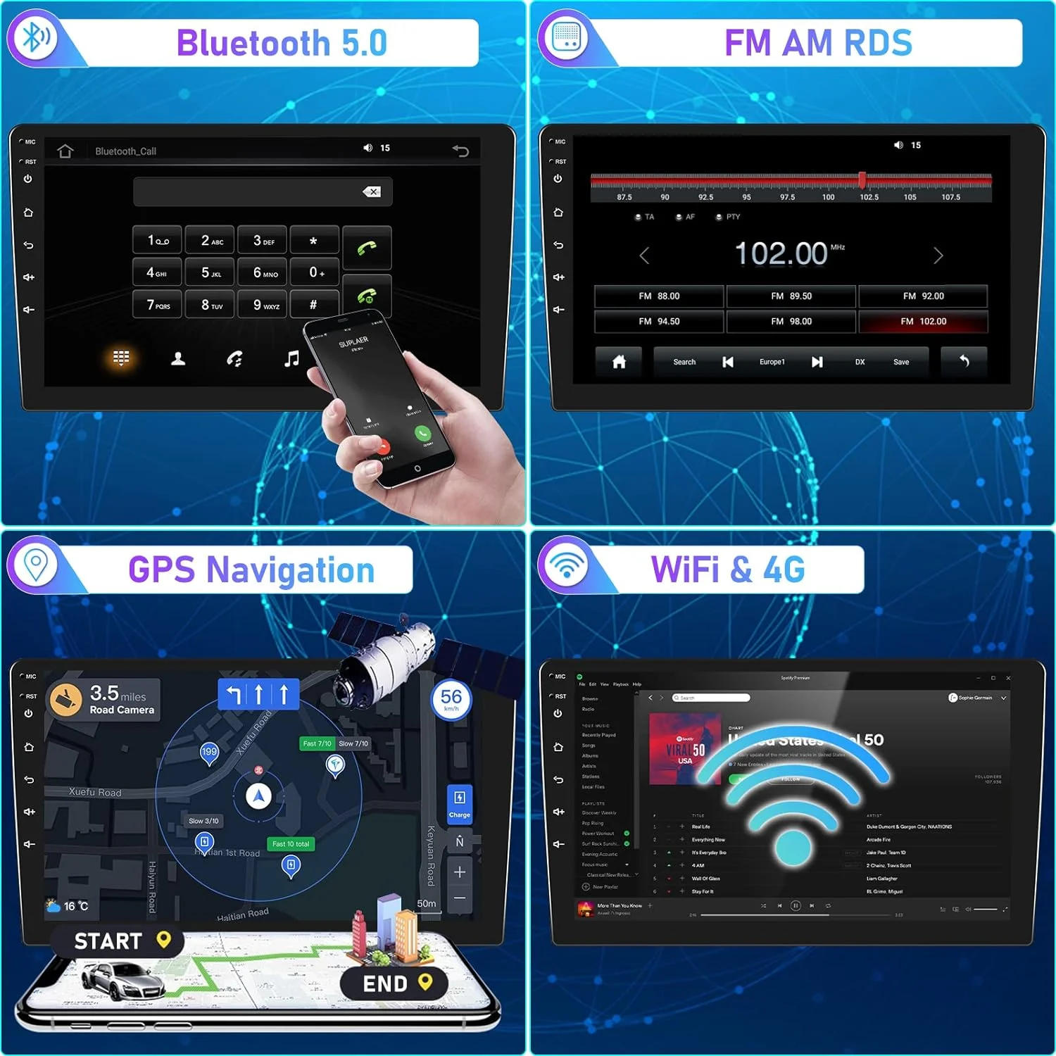 THONZER  Car Stereo Radio for Honda Accord 8th 2008-2013 Android 8 Core Car Stereo 10.1 Inch Touch Screen with CarPlay Android Auto Bluetooth 5.0 GPS Navigation 4G WiFi  Backup Camera（4G+64G）