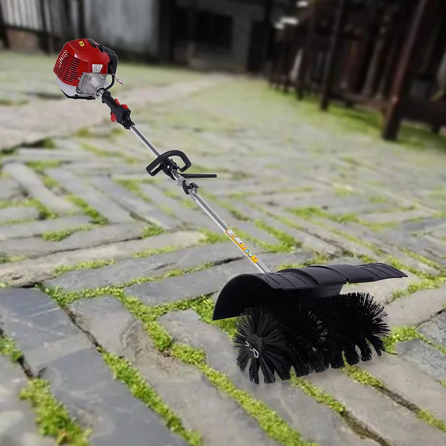 MONIPA 52CC Gas Power Sweeper 2 Stroke Handheld Sweeper Broom Power Broom Sweeper Machine 2.3HP 1.7KW Gasoline Broom Brush with Air Cooled Motor for Street Cleaning Driveway Turf Snow