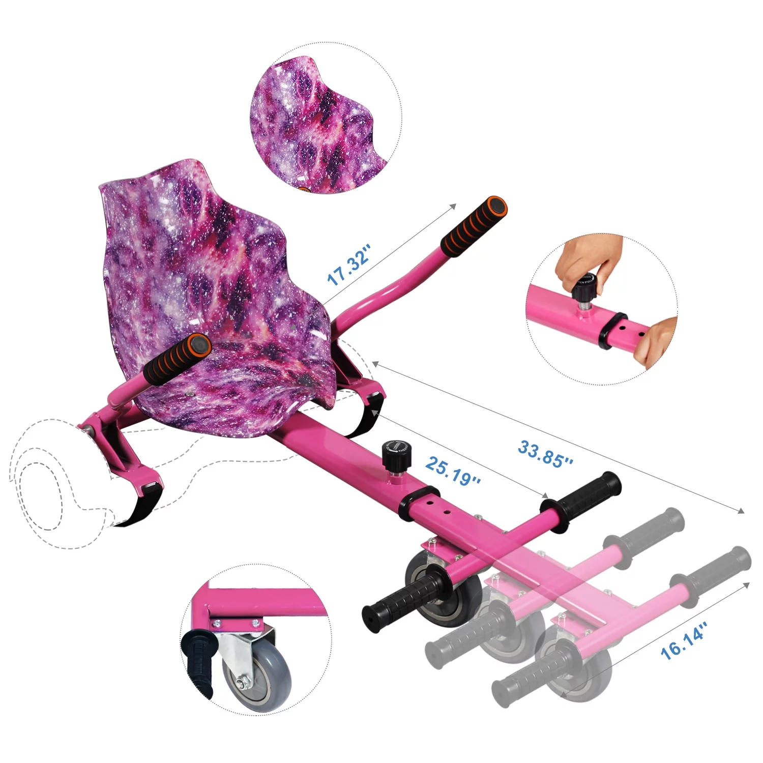 Adjustable Hoverkart Go Kart Conversion Kit Hoverboard Accessories Go Kart Seat For Hoverboard In 6.5