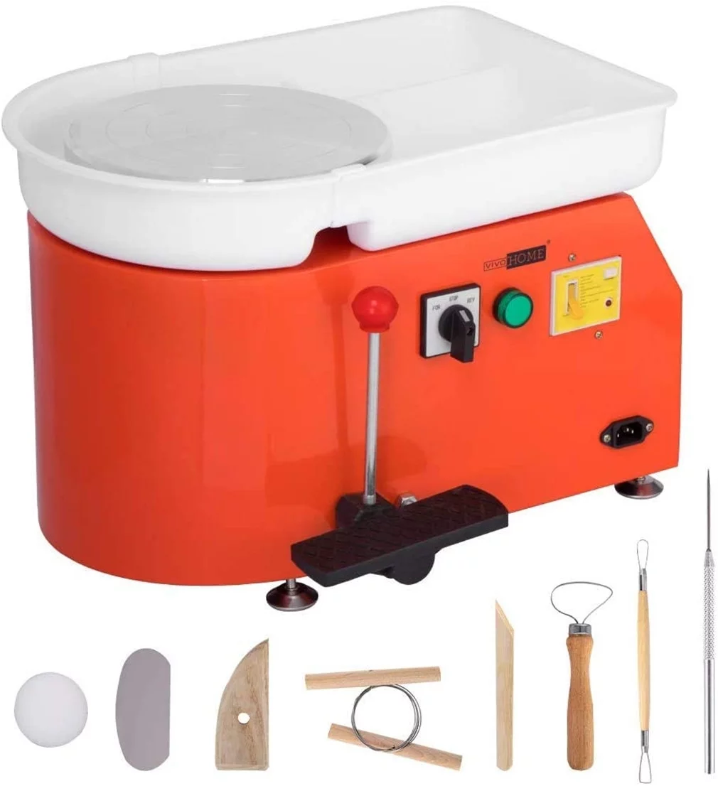VIVOHOME Pottery Wheel 25CM Pottery Forming Machine 350W Electric DIY Clay Tool Orange