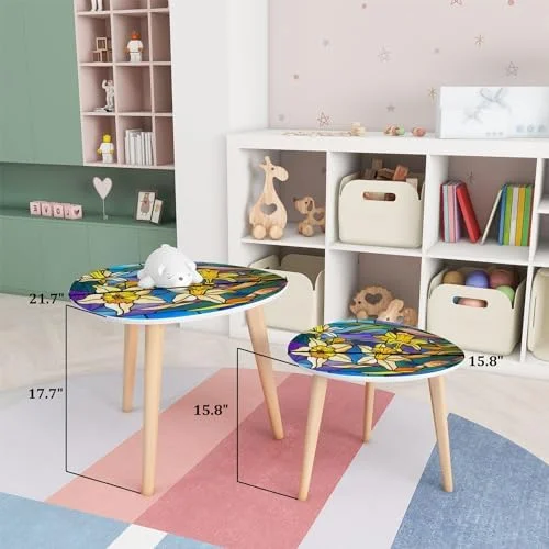 TQJKLFDY Small Coffee Nesting  an Multi Color Stained Glass Triangle End  Center   Modern   Room Bedroom Balcony