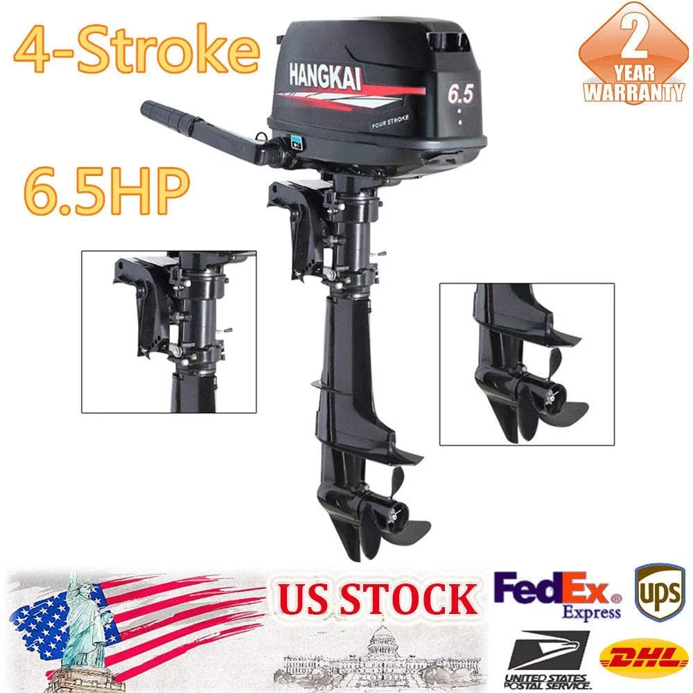 FETCOI Outboard Motor,6.5HP 4 Stroke 123CC Outboard Motor Fishing Boat Engine Fishing Boat Motor Water Cooling System Durable Cast Aluminum Construction for Superior Corrosion Protection