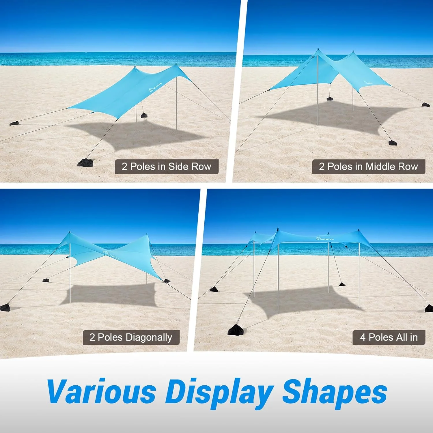 YANPO UPF50+ Beach Tent Sun Shelter,10×10 FT Familly Beach Shade Fits 4-8 Person, Easy Setup Windproof Waterproof Beach Canopy