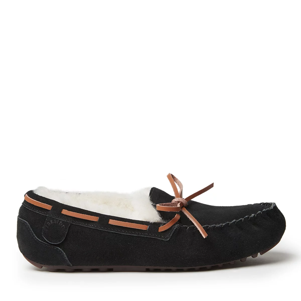 Fireside By Dearfoams Women's Victoria Genuine Shearling Moccasin with Tie