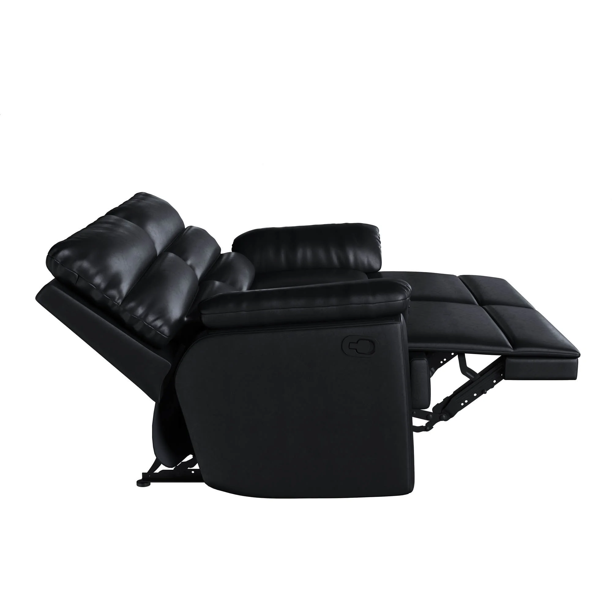 Relax A Lounger Boston Reclining Loveseat in Black Faux Leather Upholstery