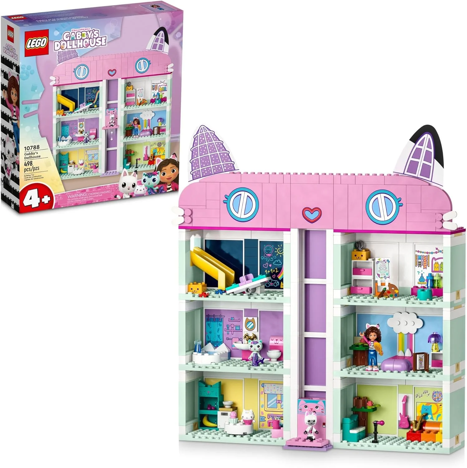 YOUB Gabby’s Dollhouse 10788 Building Toy Set, 8-Room Playhouse with Purrfect Details and Popular Characters from The Show, Including Gabby, Pandy Paws, Cakey and Mercat, Kids Toy for Ages 4 and up