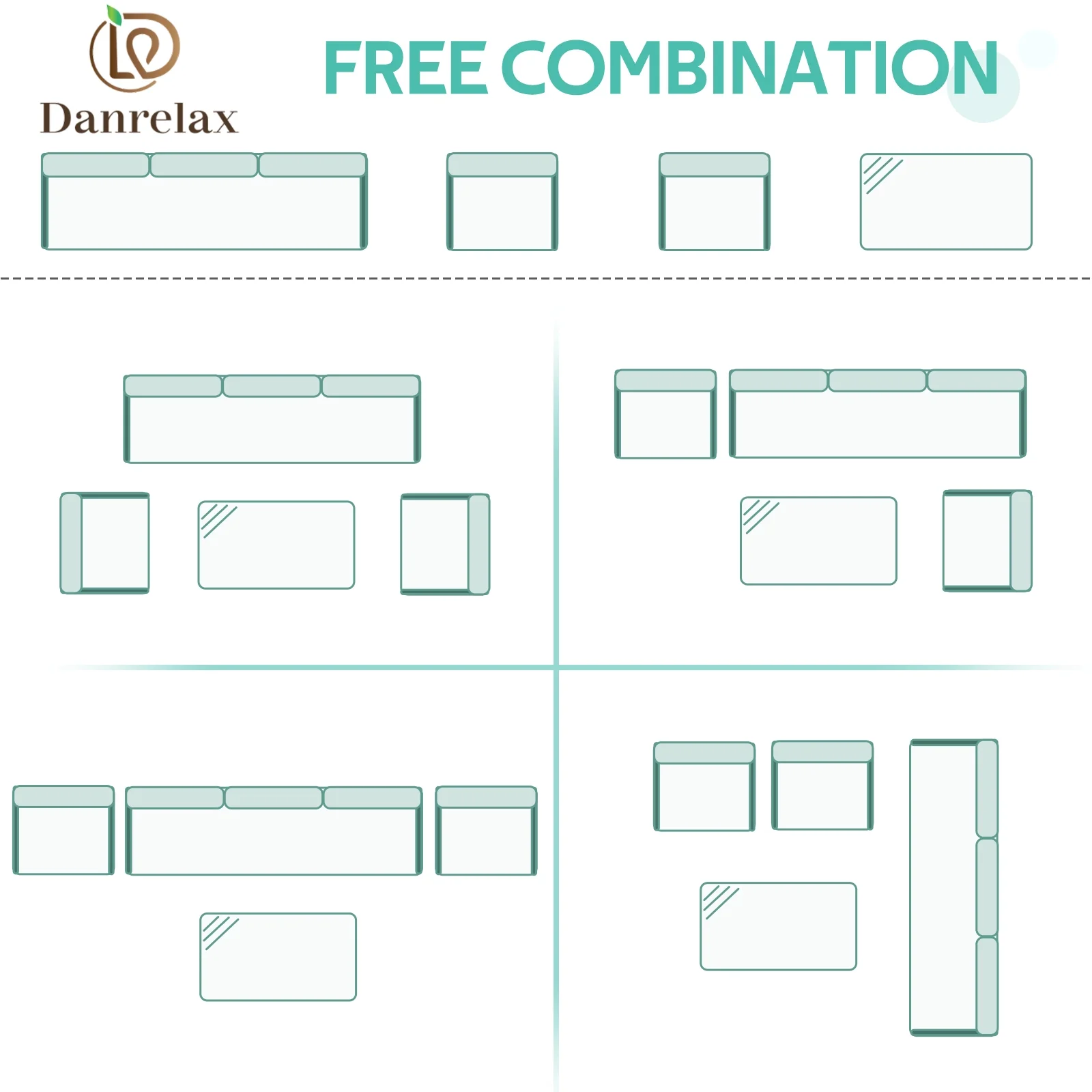 Danrelax 4 Pieces Aluminum Patio Furniture Set, Patio Conversation Set,  Green