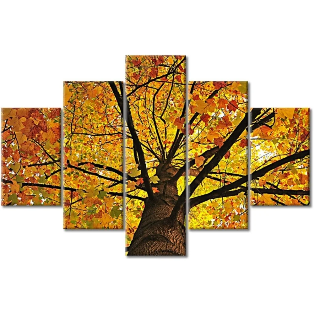 TISHIRON 5PCS Framed Fall Scenery Theme Canvas Wall Art Set,60