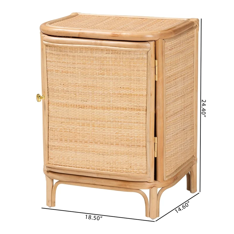 bali & pari Kiara Bohemian Natural Rattan Nightstand