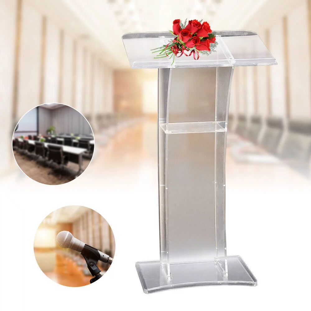 1.15m Height Acrylic Podium Church Pulpit Plexiglass Lectern Debate Podium Conference