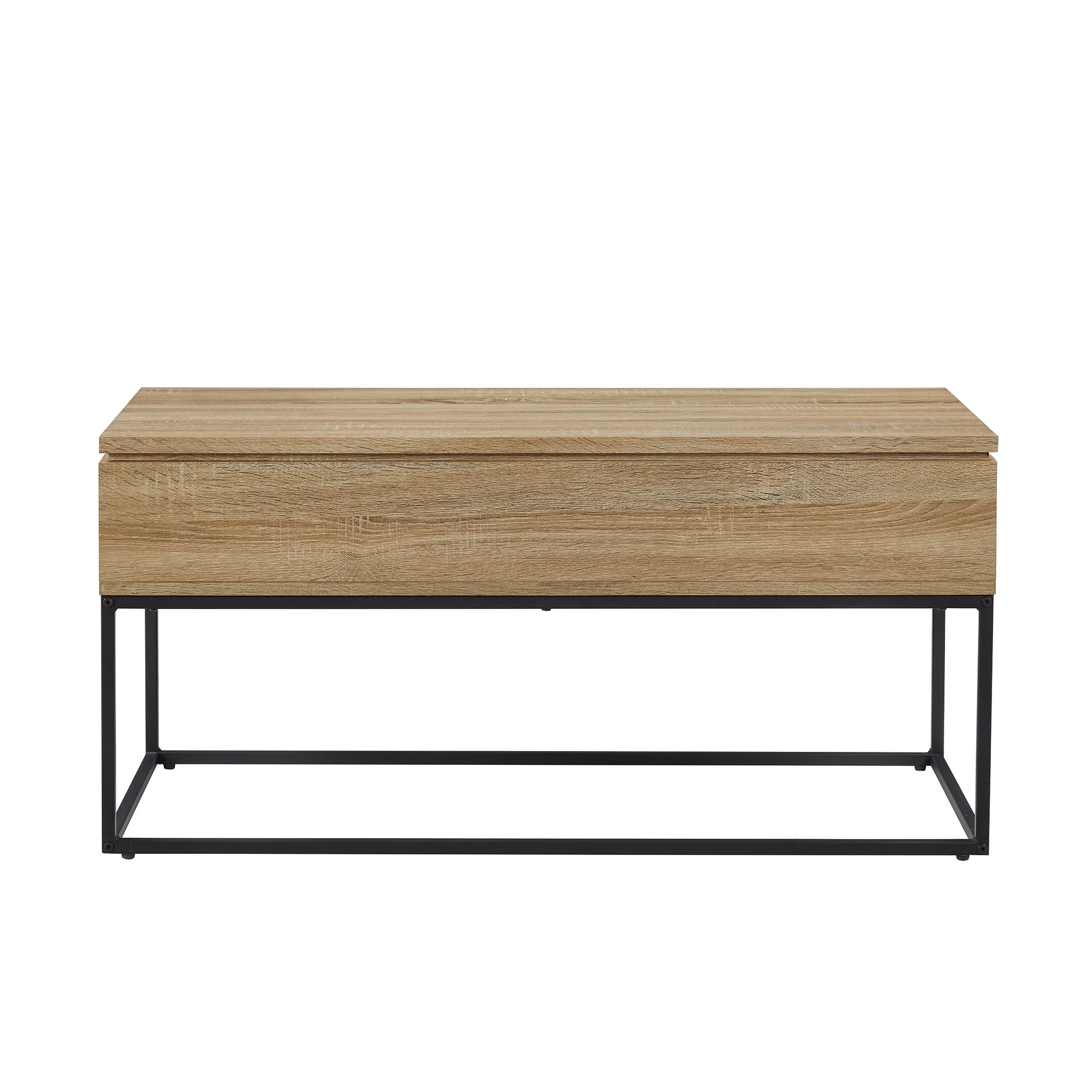 Walker Edison Modern Wood and Metal Lift-Top Coffee Table, Natural