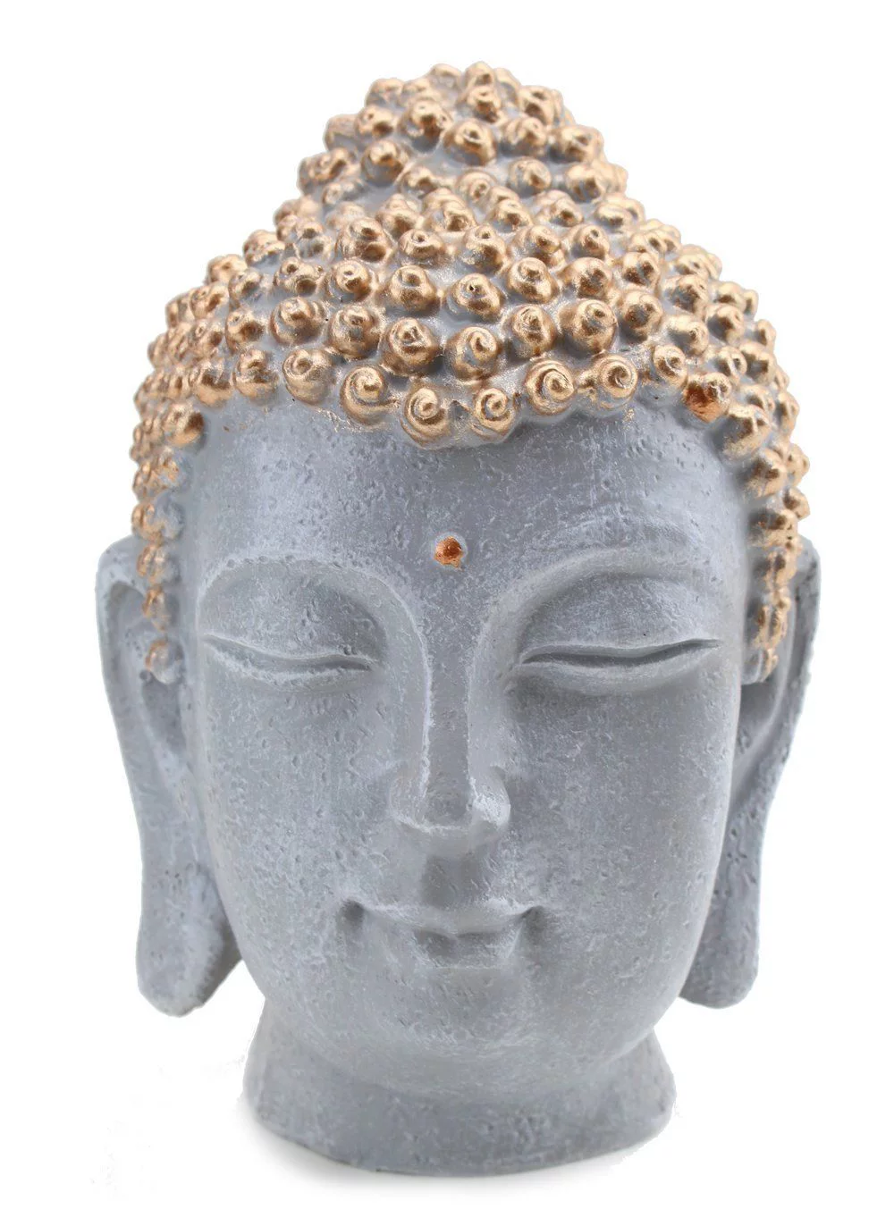 Smiling Meditating Buddha Shakyamuni Head Statue 7.5