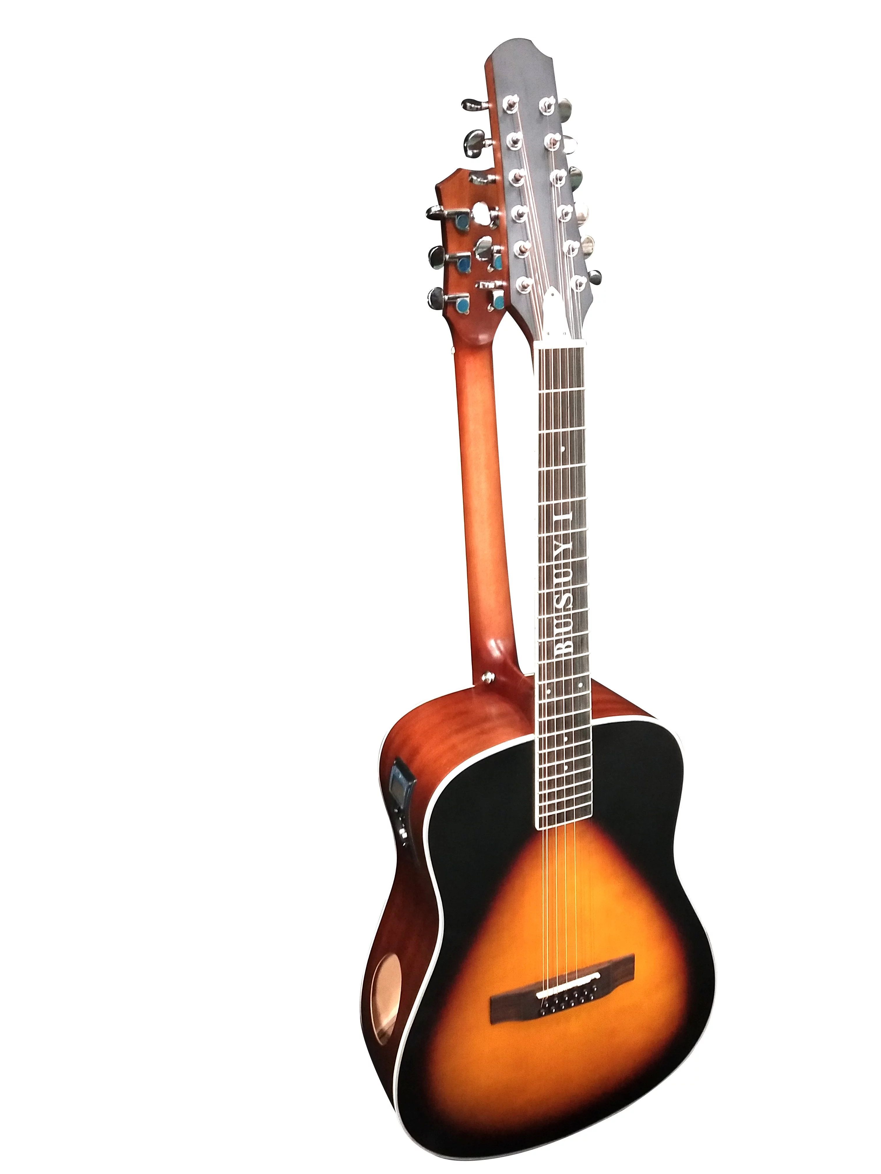 12 String Acoustic / 6 String Acoustic, Double Sided, Travel, Dreadnought , Busuyi Guitar, (Sunset) All Levels