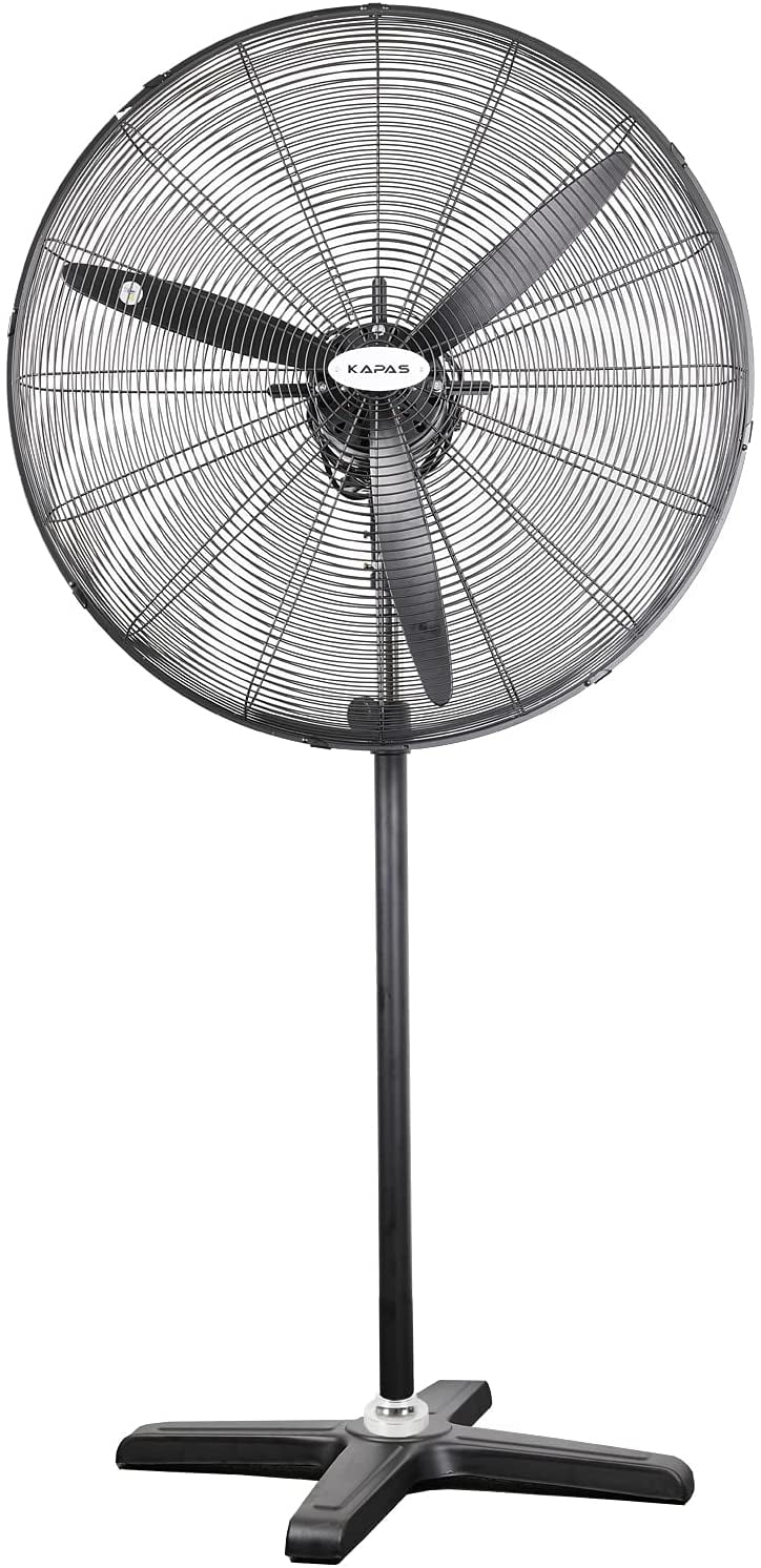 MINGFENG Industrial Pedestal Fans, Commercial Oscillating Fan Made by Heavy Duty Metal Structure and Blade, Adjust Height, 3- Speed Control Suitable to Warehouse, Shop, Garage, and Workspace. (30'')