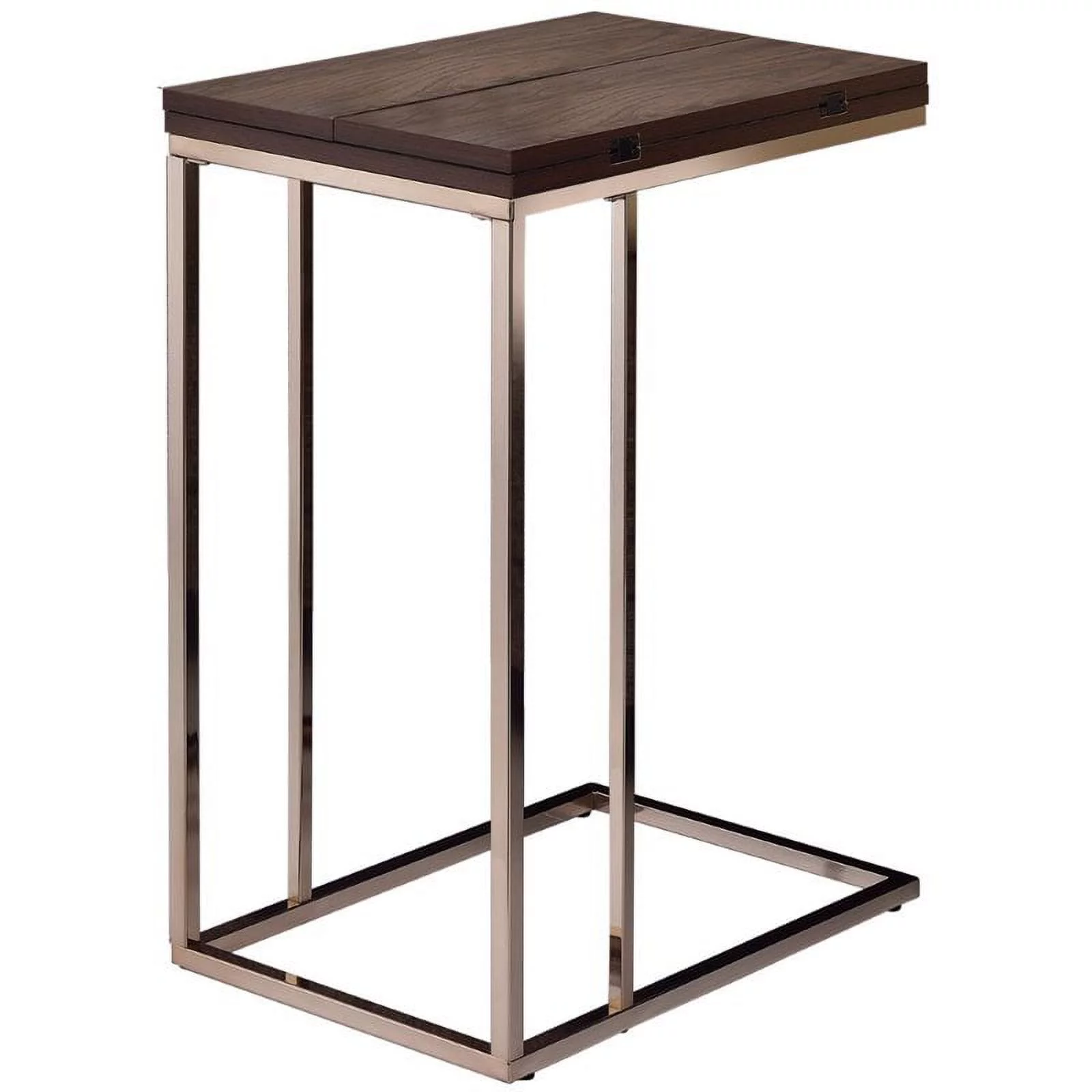 Bowery Hill Contemporary Metal Side Table in Chestnut/Chocolate Chrome