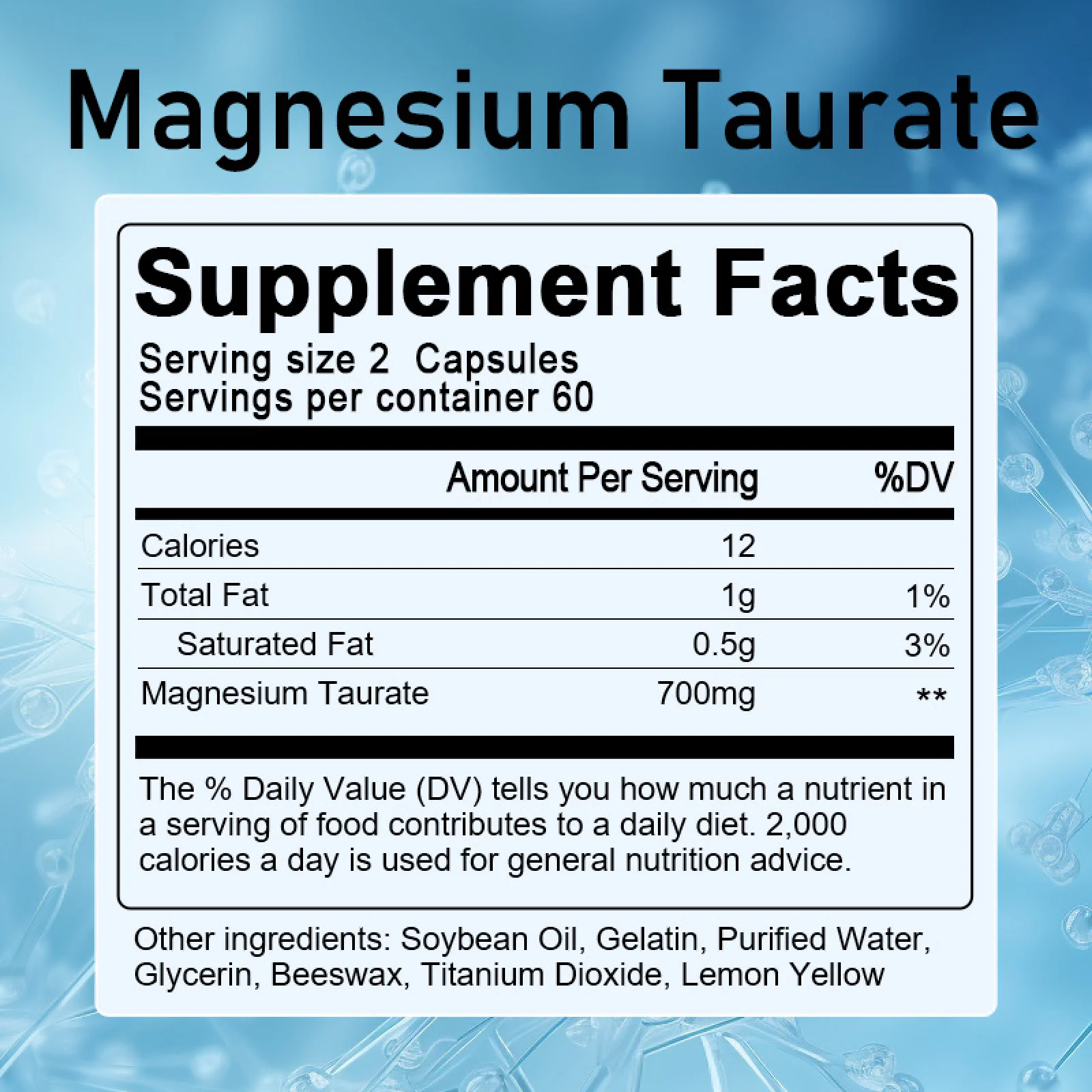 GPGP Magnesium Taurate Supplement 700mg, Healthy Muscle Function, Nerve and Heart Health Support, 60 Vegan Tablets, Gluten Free