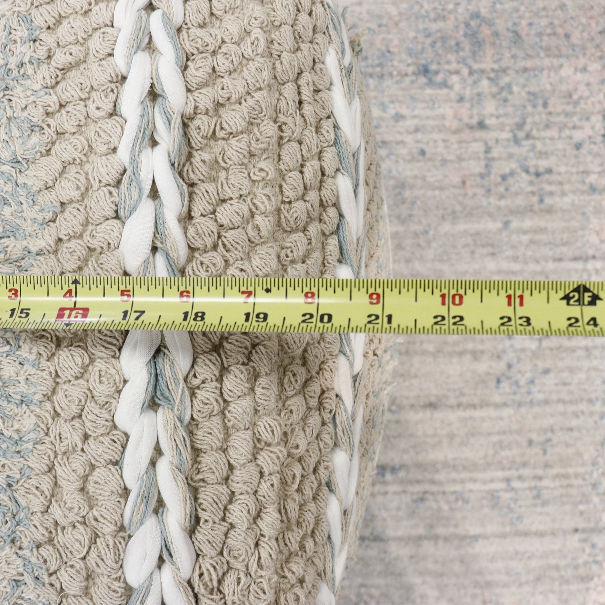 Pasargad Home PPF-176-1 Grand Canyon Shag Cotton Pouf - Beige - 17.75 x 17.75 x 17.75 in.