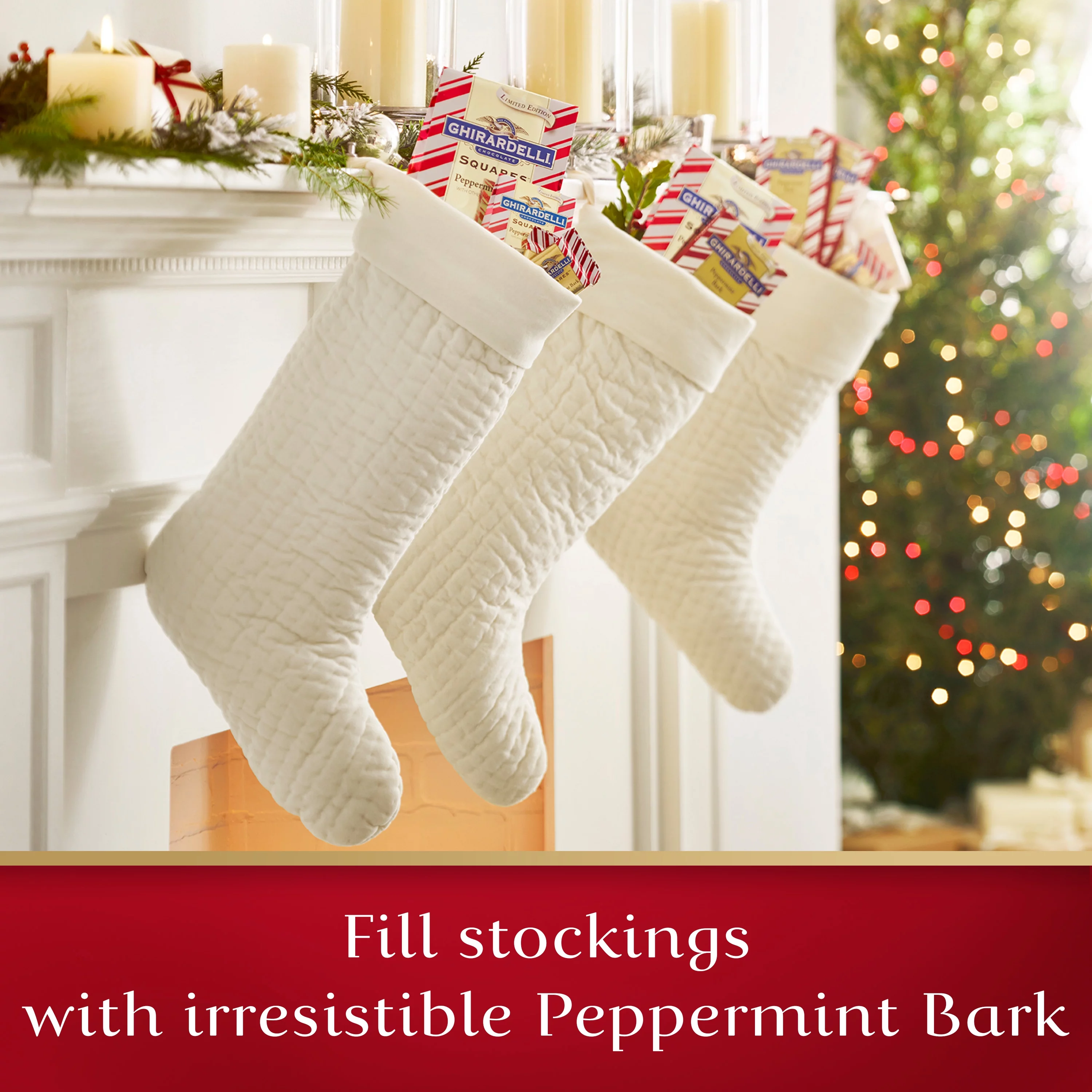 Ghirardelli Peppermint Bark Chocolate Squares, 0.83oz Bag