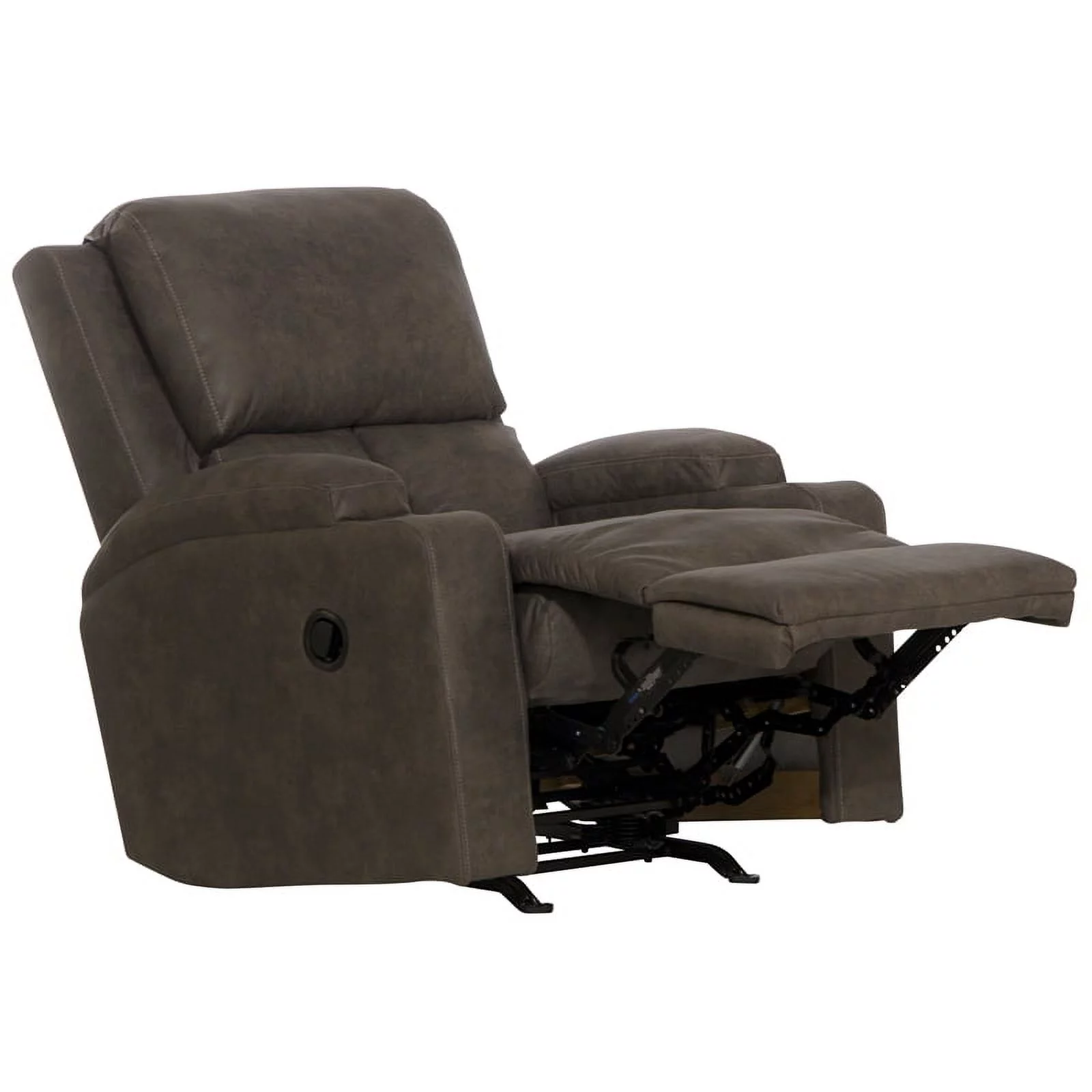 Bowery Hill Rocker Recliner with Two Cupholders in Gray Polyester Fabric
