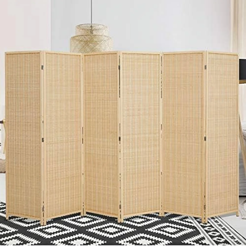 MQLIFEBOOM Room Divider Privacy Screen with Natural  4-Panel 5-Panel 6-Panel Folding Privacy Screens Freestanding Room Divider
