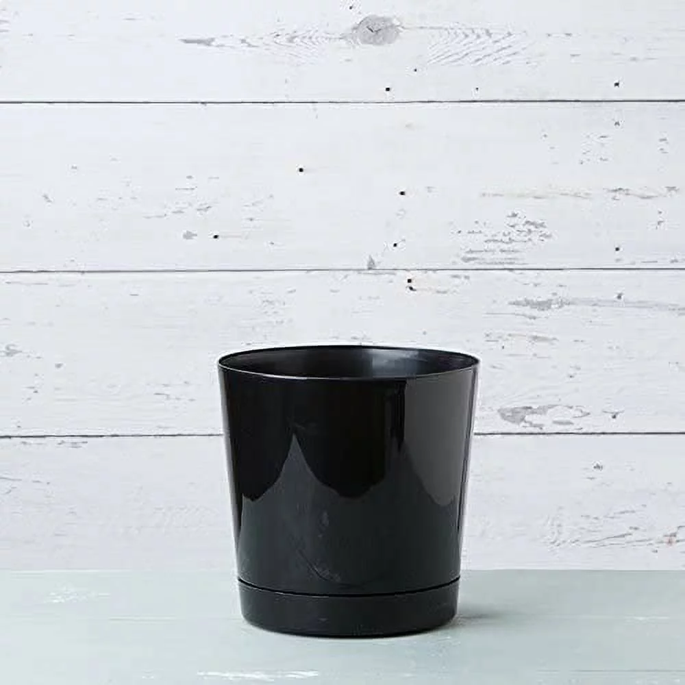 Novelty 11.8 in. H X 12 in. D Plastic Full Depth Cylinder Flower Pot Black