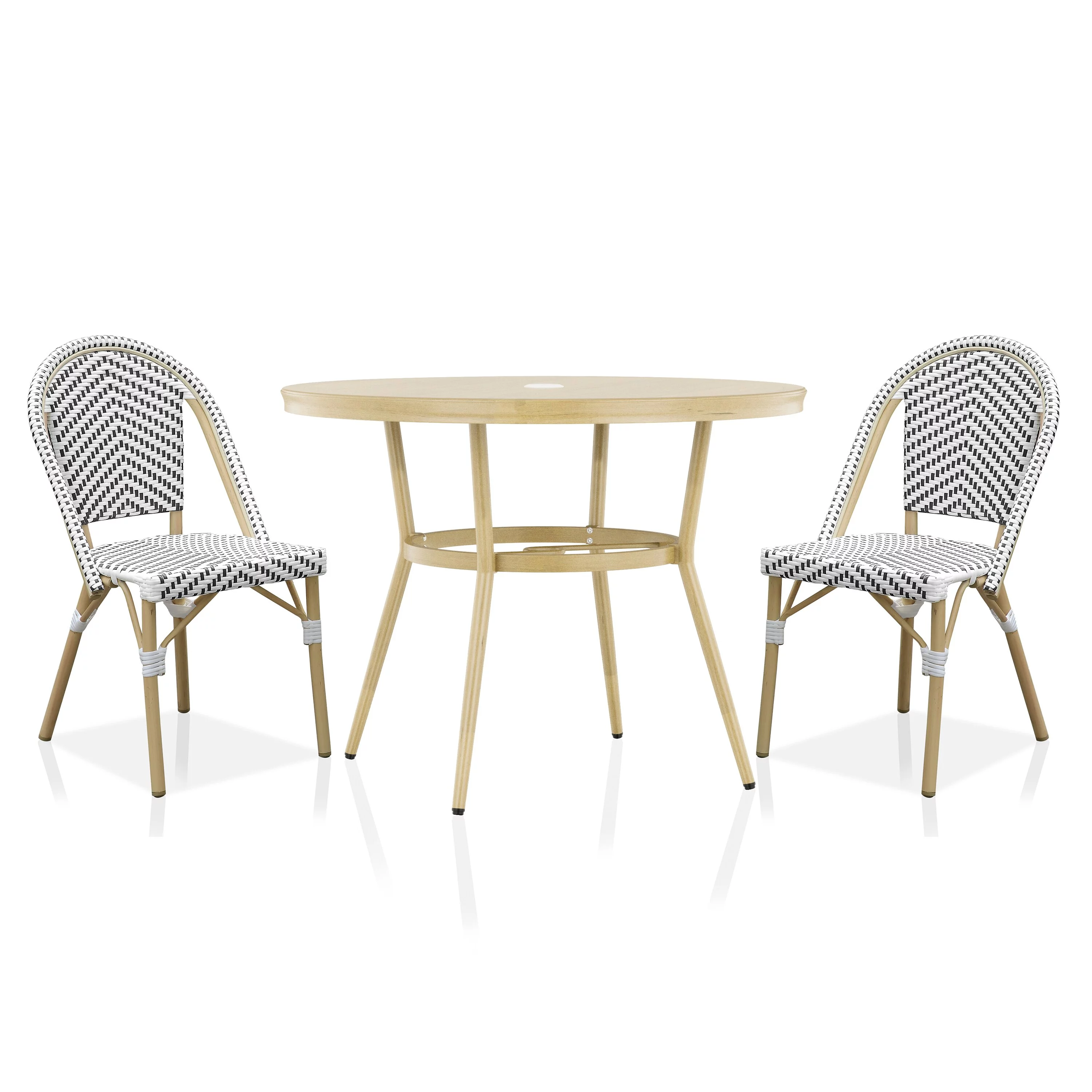 Furniture of America Ariel Modern 3-Piece Aluminum 40-inch Round Bistro Table and Chairs Set by  Black