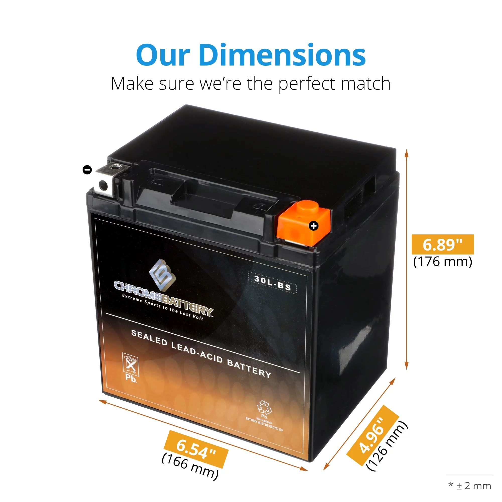 Chrome Battery Ytx30L-Bs Battery for Polaris 600 Widetrack 2012