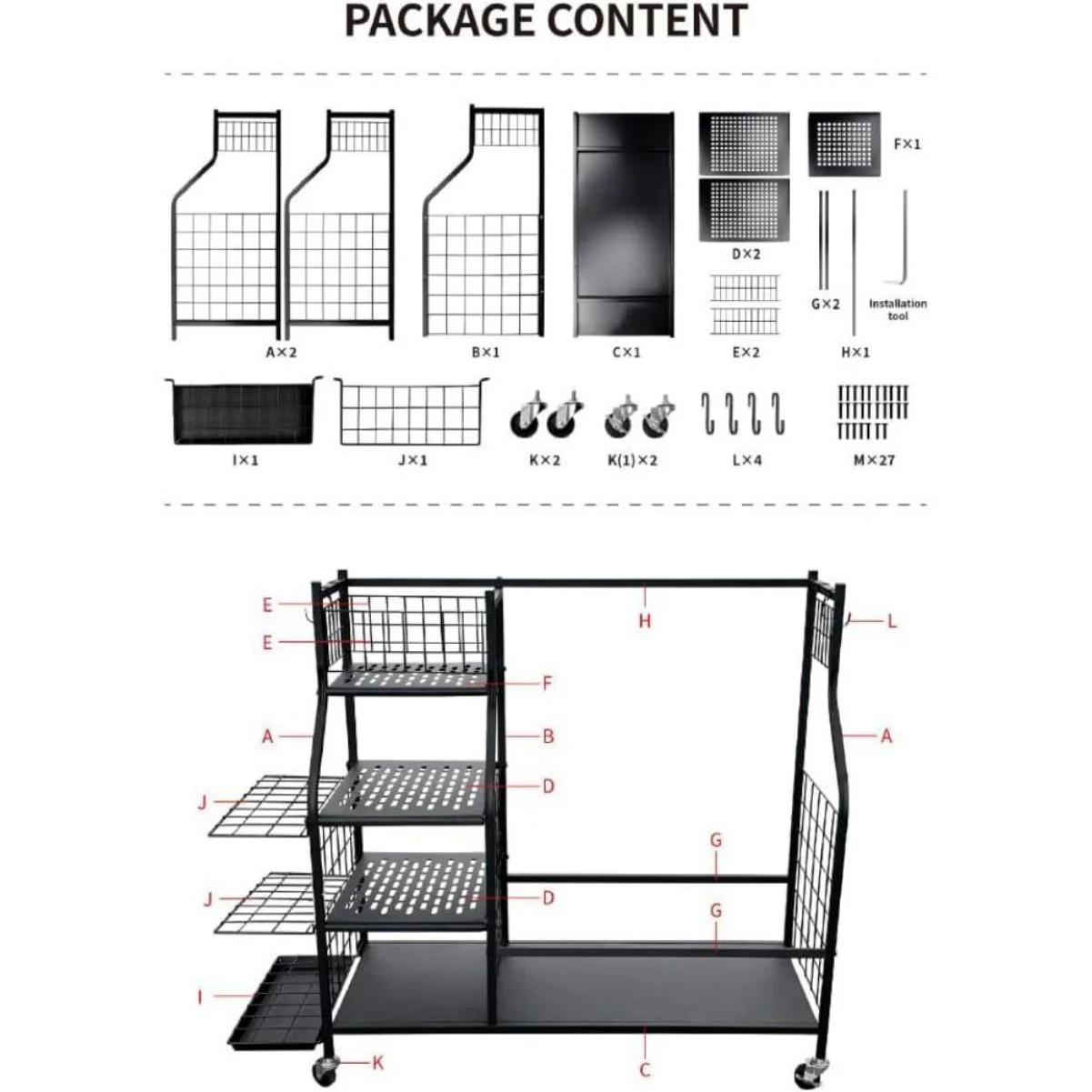 WSYW Golf Bag Organizer, Golf Bag Storage Rack Fit for 2 Golf Bags, 21 Golf Clubs, Balls, and Accessories with Lockable Wheels Organizer