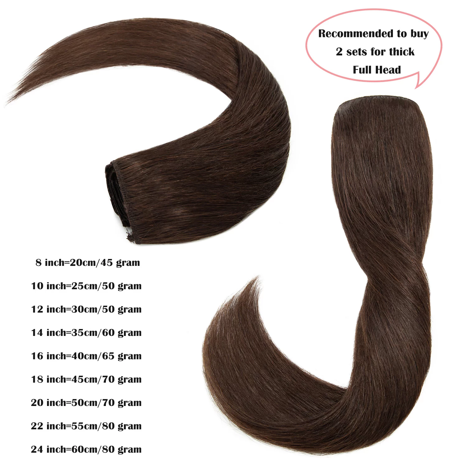 Benehair 100% Remy Human Hair Clip In Human Hair Extensions Full Head 8 Pcs Invisible Brown Hair Straight Smooth Hair Extensions US 8A Quality CLEARANCE