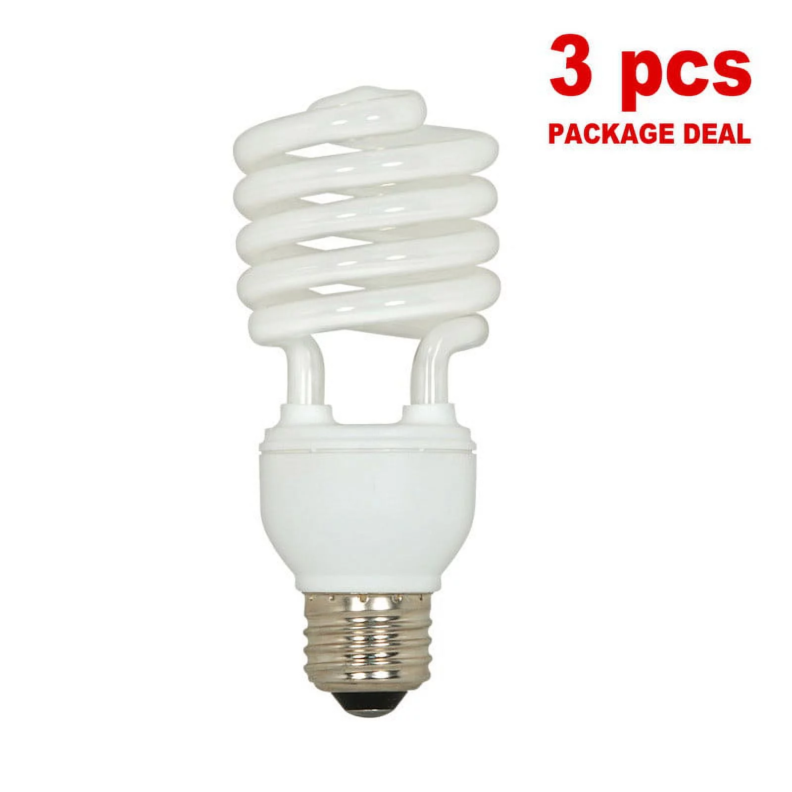 Satco Bulb,CFL,23W,T2,Medium Base,Spirals,PK3 S6275