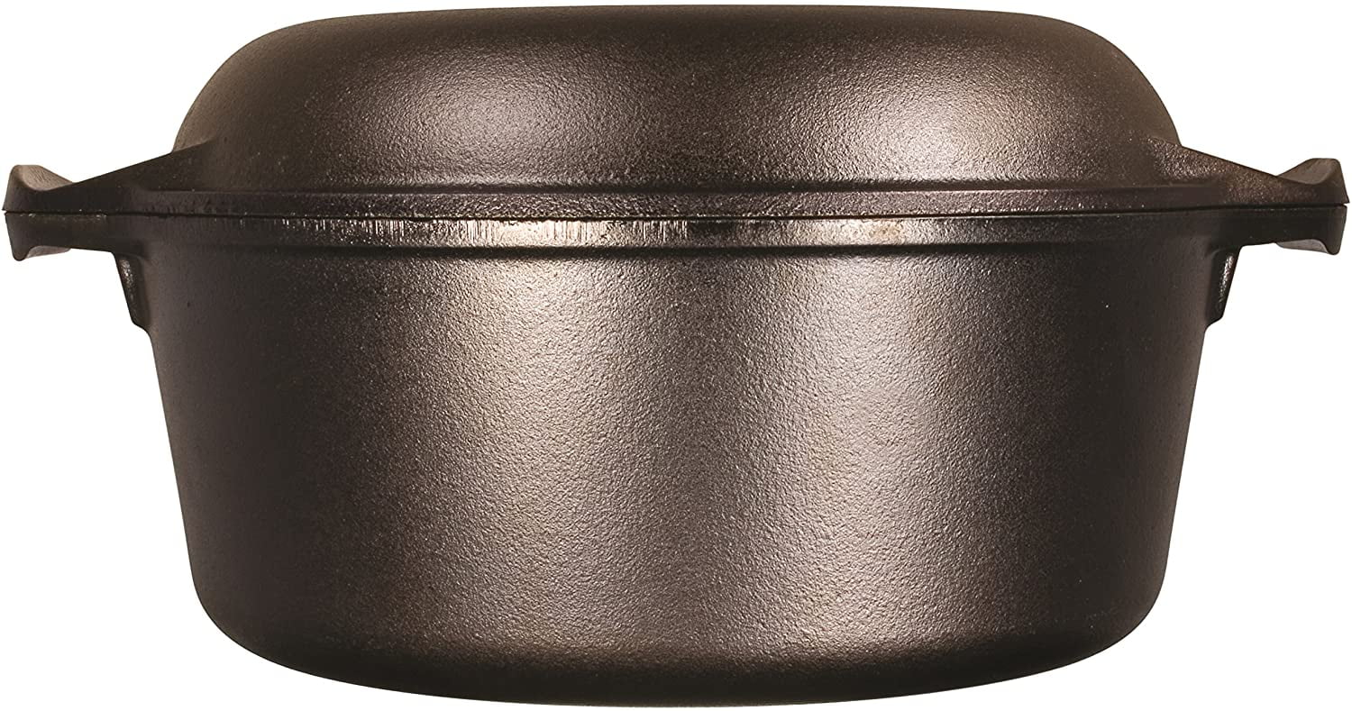 Lodge Pre-Seasoned Cast Iron Double Dutch Oven With Loop Handles, 5 qt