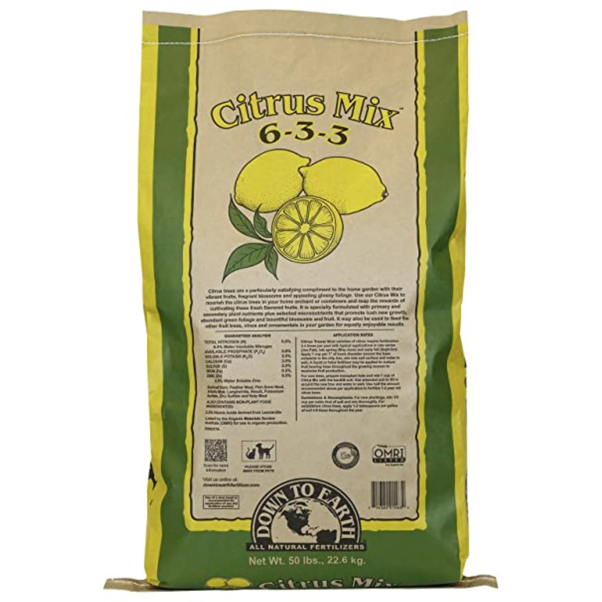Down To Earth Organic Citrus Fertilizer Mix 6-3-3, 50 lbs.