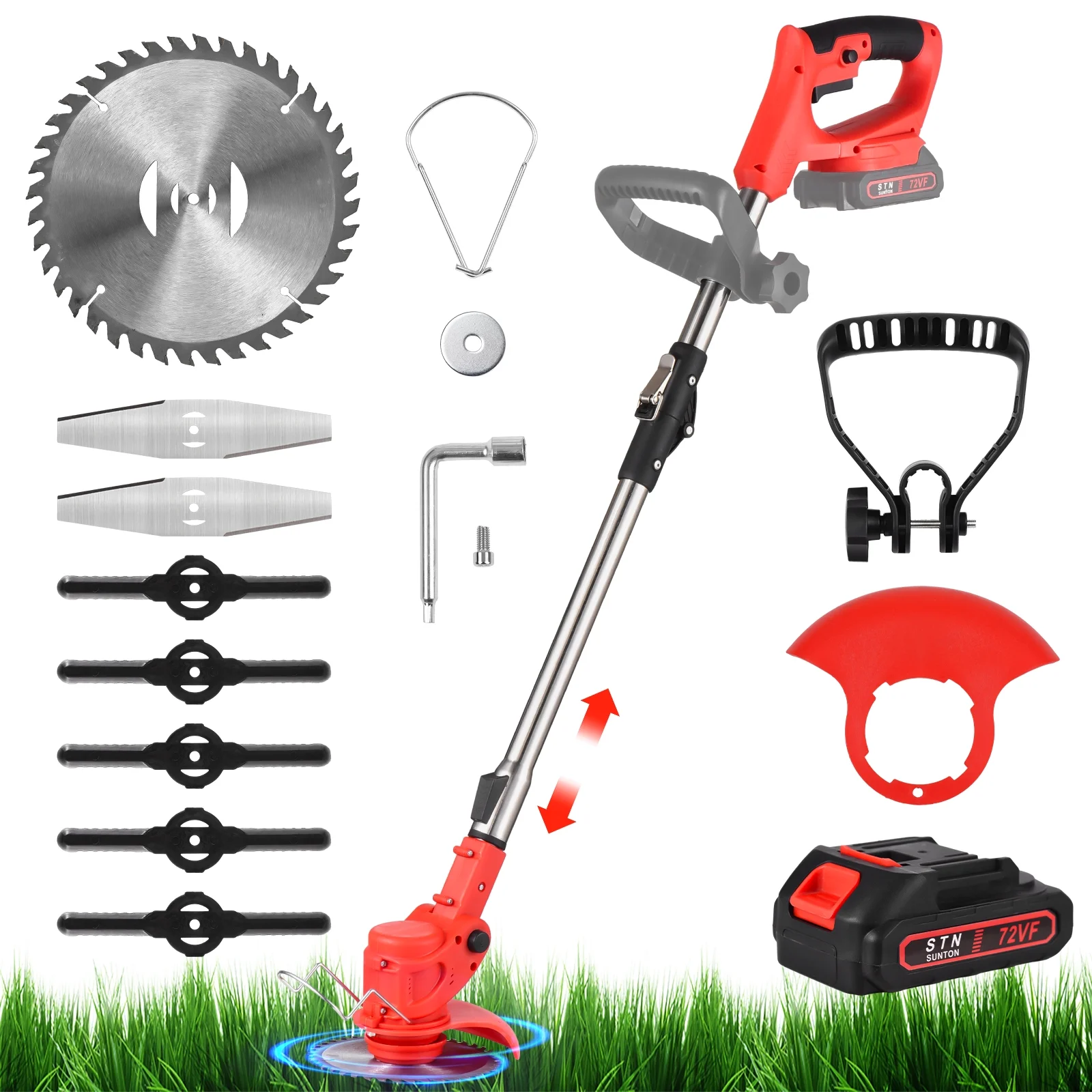 Electric Weed Wacker Cordless Weed Eater, 1500mAh Edger Lawn Tool Adjustable Height with 3 Types Cutting Blade Lawn Edger Trimmer for Yard Lawn and Garden