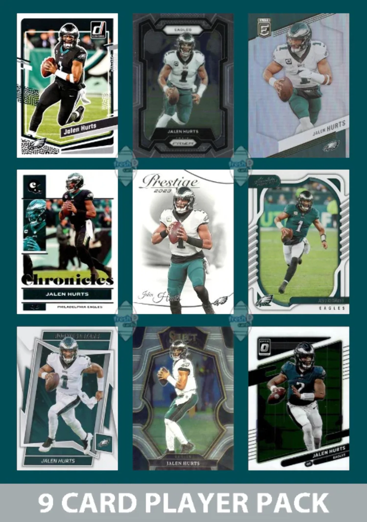 Jalen Hurts 9 Card Player Pack 2023 Donruss Panini Score Philadelphia Eagles