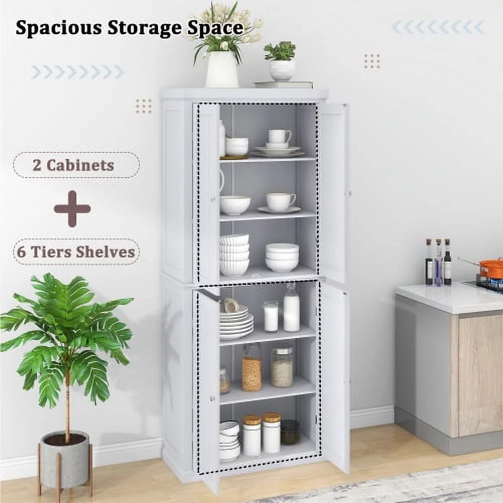 Freestanding Tall Kitchen Pantry, 72.4