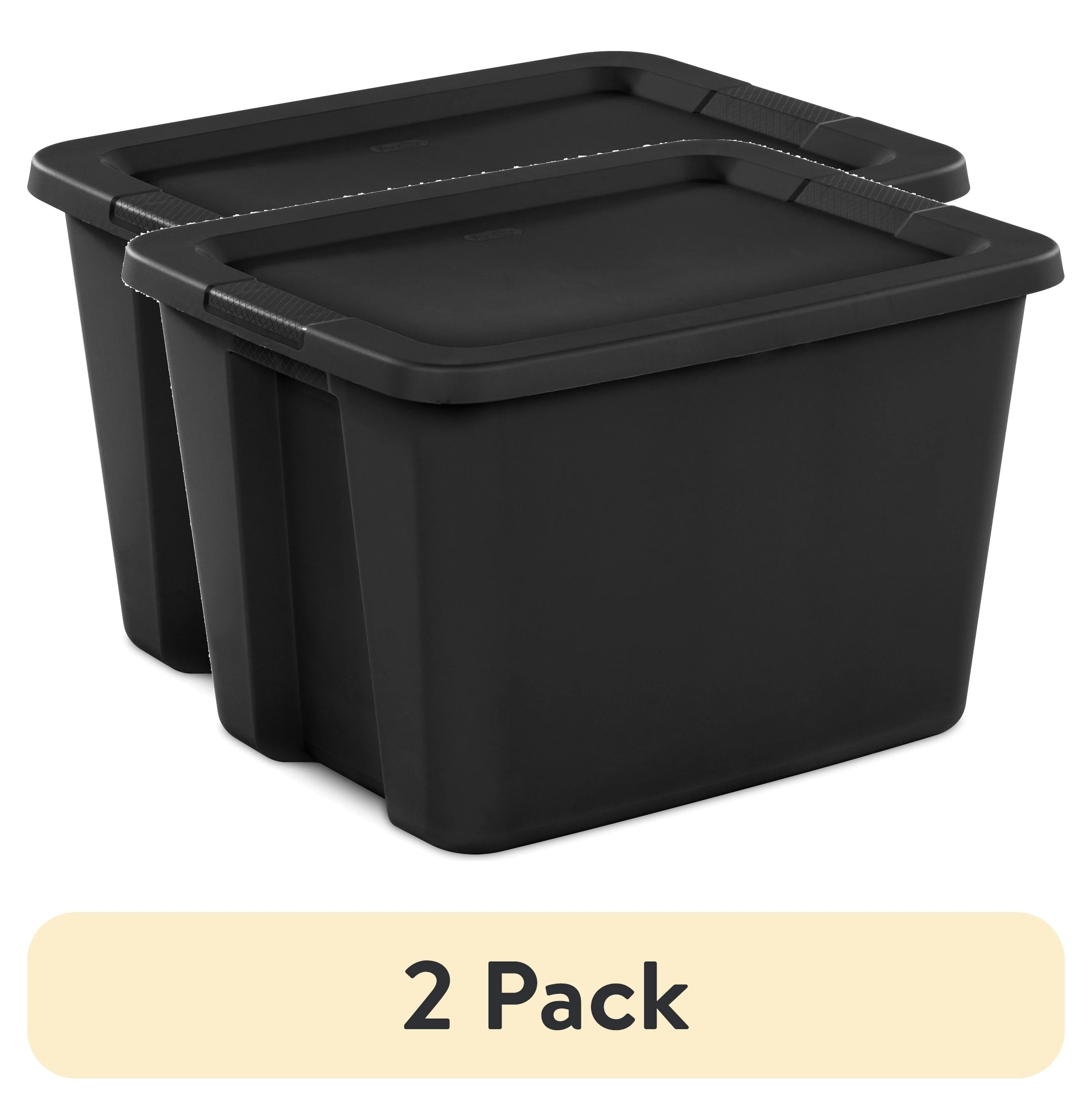 (2 pack) Sterilite 18 Gallon Tote Box Plastic, Black
