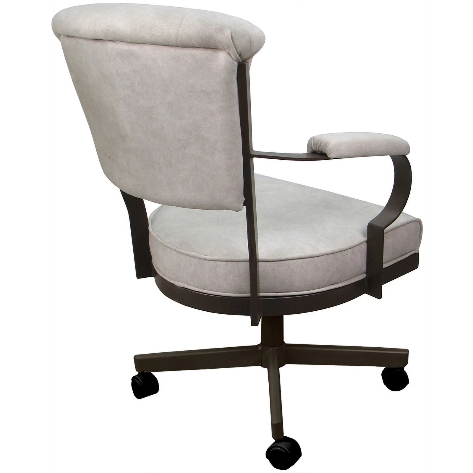 Miami Swivel Tilt Metal Caster Chair - Smoke Beige Fabric - Brown Frame