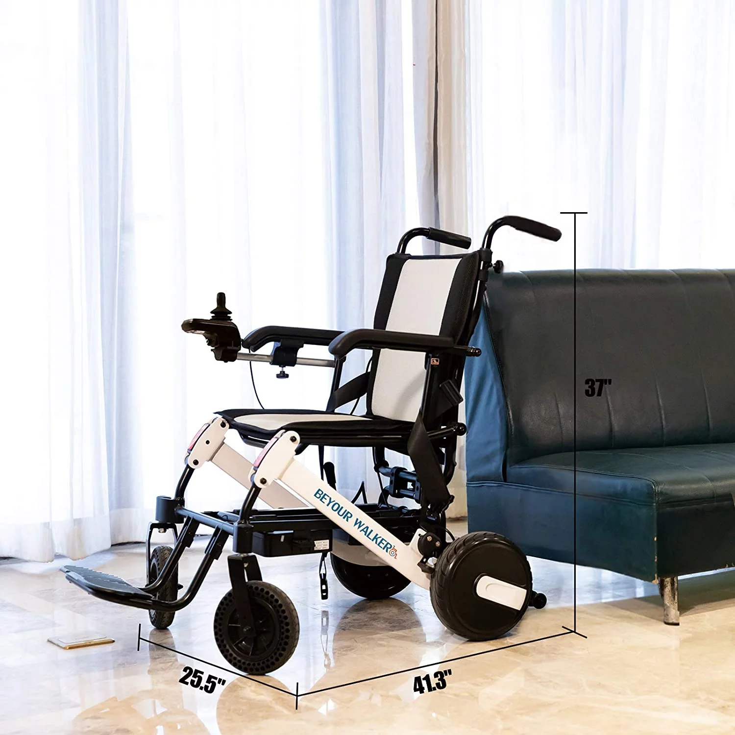 BEYOUR WALKER Newest Style Electric Wheelchair, Lightweight Compact Foldable Power Mobility Aid Power Chair with Handle for Travel Outdoor Home