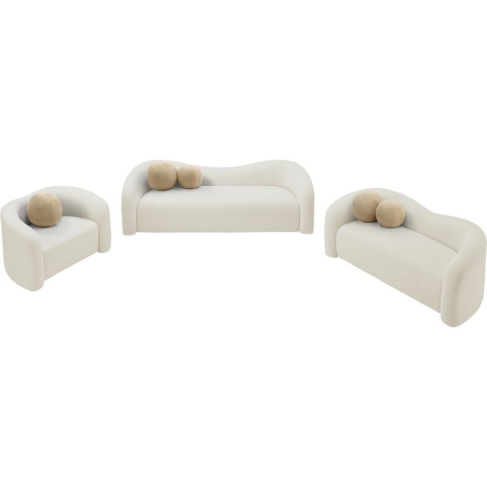 Meridian Furniture Kali Cream Faux Shearling Teddy Fabric Chair