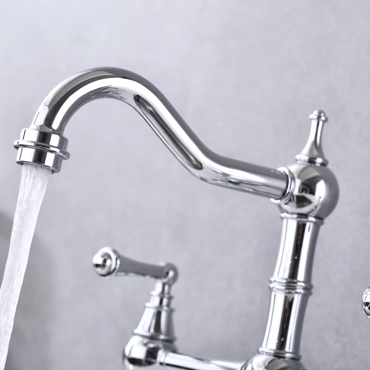 DremFaryoyo Bridge Dual Handles Kitchen Faucet With Pull-Out Side Spray in