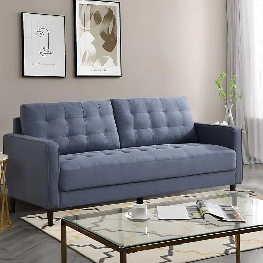 GEROBOOM Sofa  75" Mid Century Modern Couch - Comfy 3 Seater Velvet Couch with Tufted Seat and Back Cushion for Living Room  Bedroom  Office (Green)