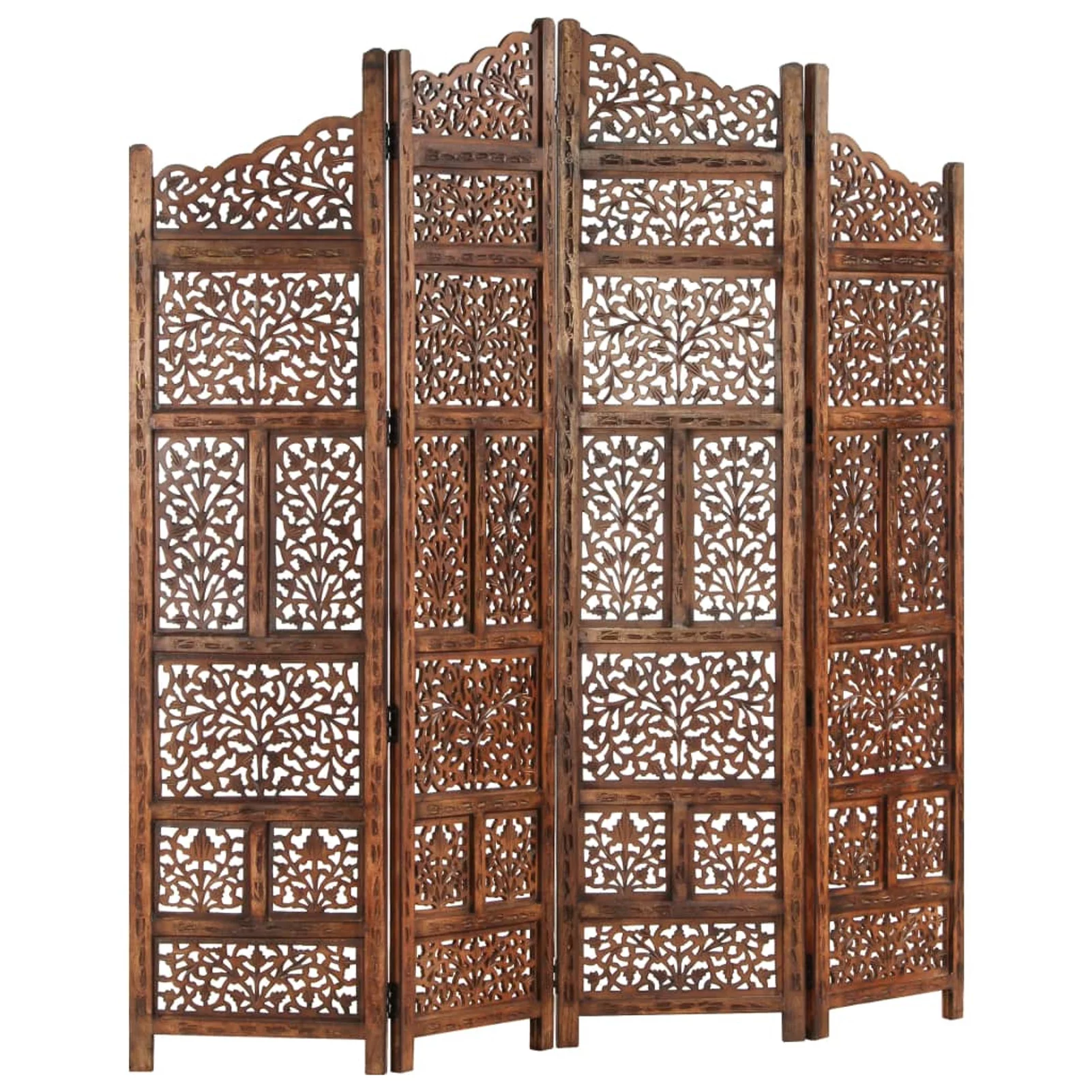 Hand carved 4-Panel Room Divider Brown 63